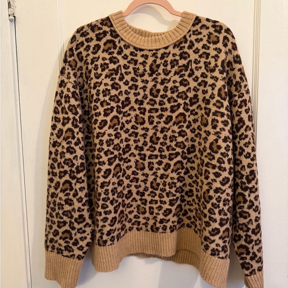 Leopard Print Sweater - Tan and Brown